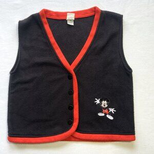 Vintage Mickey Unlimited Jerry Leigh Black Fleece Vest Large Embroidered Mickey